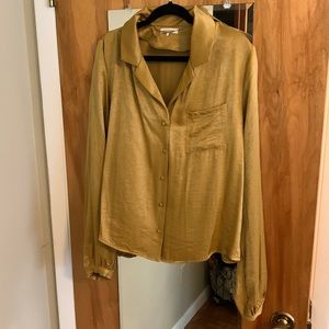 Golden yellow button down top